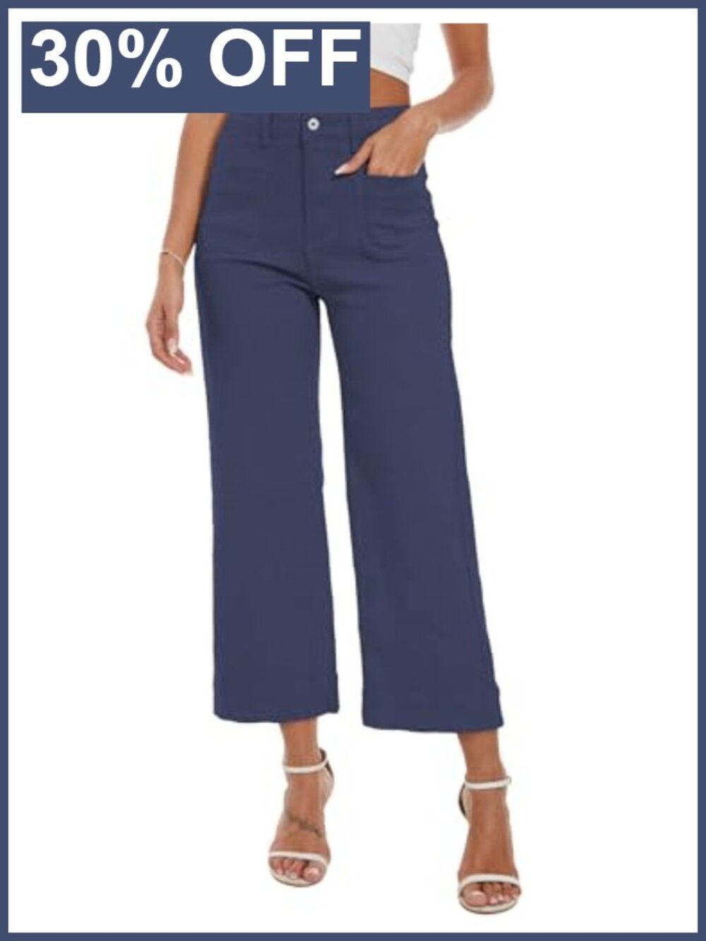 Wide Leg Cropped Jeans High Waisted Flare Stretchy Denim Capri Pants